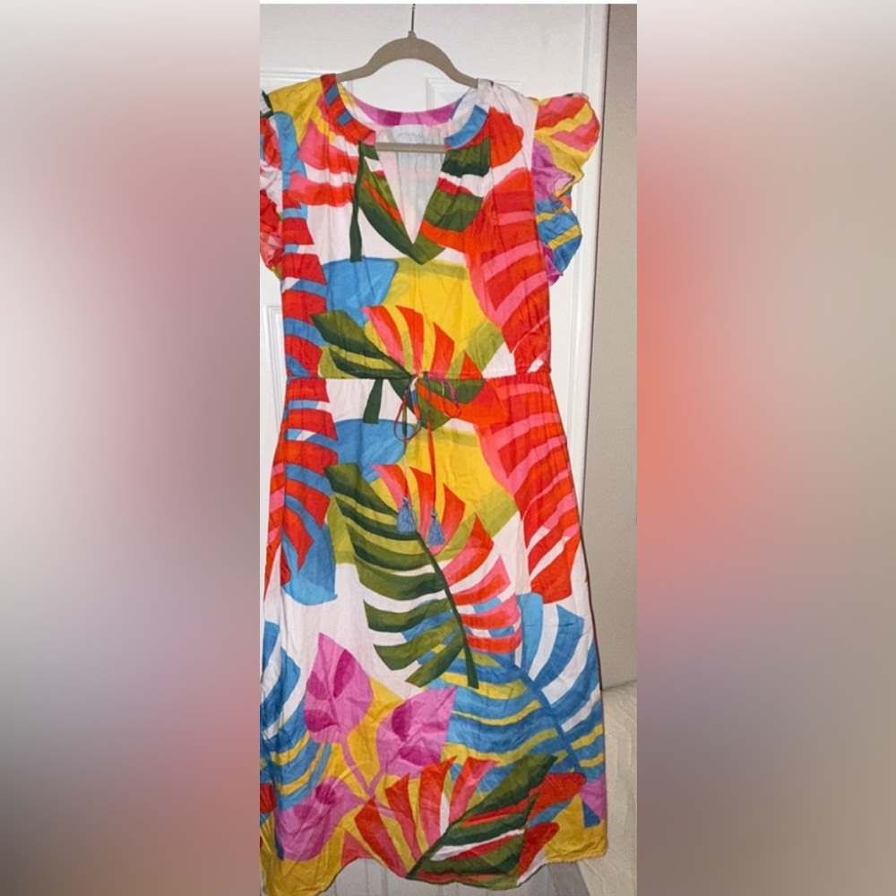 SugarLips Breezy Palms Tiarna
Ruffle Midi Dress Sz. L - Picture 3 of 8